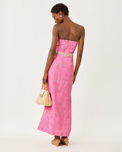 Load image into Gallery viewer, Kristella Maxi Dress - Conch Shell Pink Glitter Crinkle Brocade
