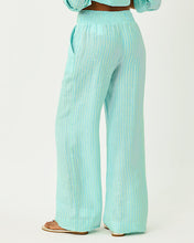 Load image into Gallery viewer, 31" Mirabella High Rise Linen Palazzo Pant - Mint Condition X Capri Blue Saint Tropez Stripe
