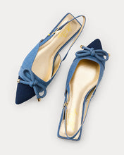 Load image into Gallery viewer, Brit Denim Bow Slingback Shoe - Light Wash
