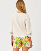 Load image into Gallery viewer, Clairmont 3/4 Sleeved Trimmed Knit Top - Coconut
