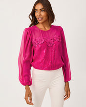 Load image into Gallery viewer, Gail Silk Top - Berry Bouquet Fish Clip Chiffon
