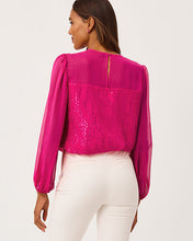 Load image into Gallery viewer, Gail Silk Top - Berry Bouquet Fish Clip Chiffon
