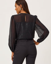 Load image into Gallery viewer, Gail Silk Top - Noir Fish Clip Chiffon
