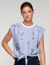 Load image into Gallery viewer, Blue Striped Golf Knot Tie Shirt  - Vilagallo
