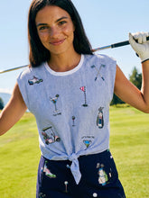 Load image into Gallery viewer, Blue Striped Golf Knot Tie Shirt  - Vilagallo
