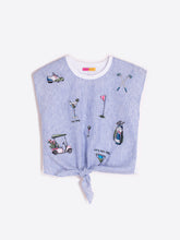 Load image into Gallery viewer, Blue Striped Golf Knot Tie Shirt  - Vilagallo
