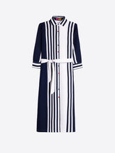 Load image into Gallery viewer, Navy and White Striped Shirt Dress - Vilagallo
