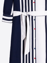 Load image into Gallery viewer, Navy and White Striped Shirt Dress - Vilagallo
