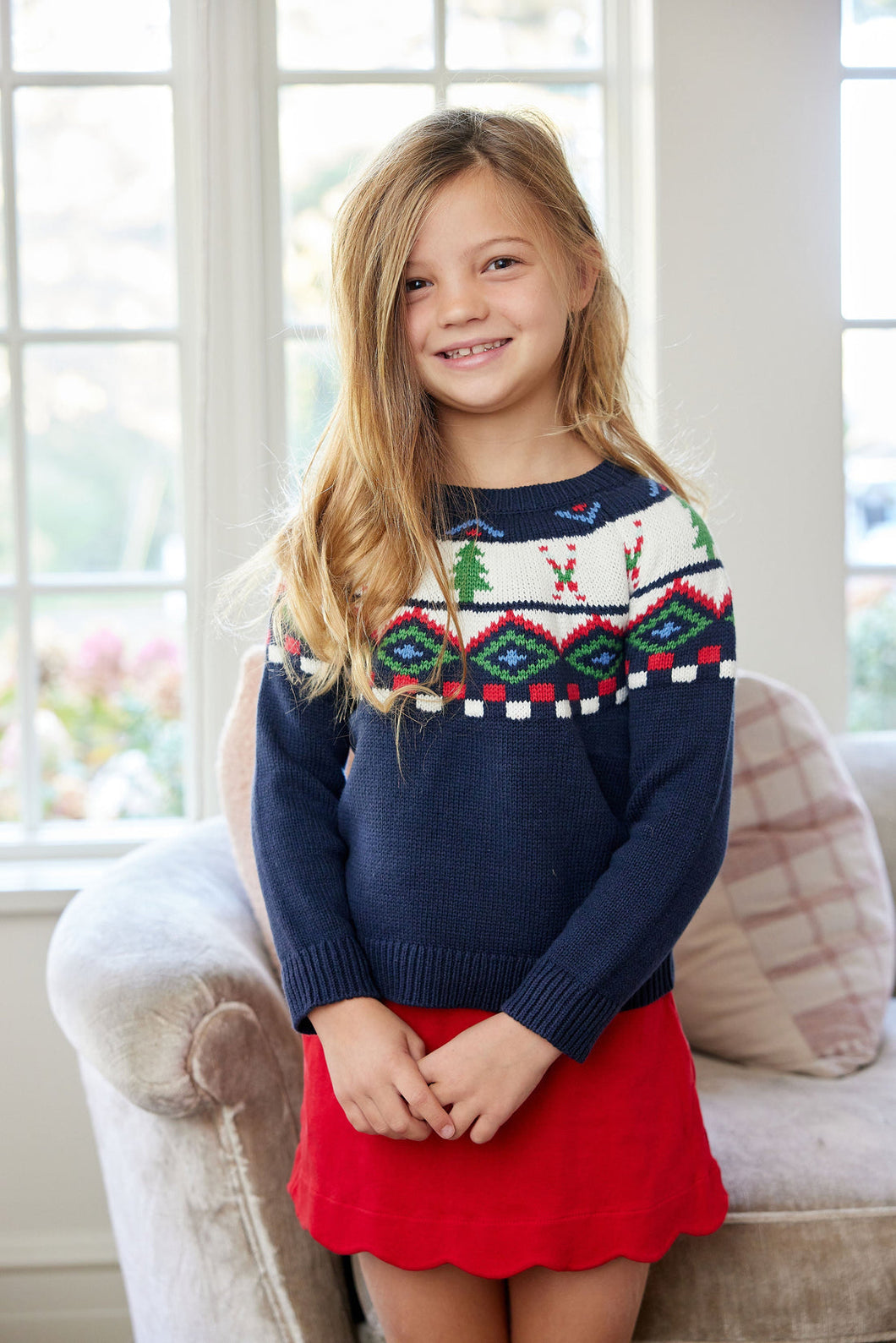 Navy Kids Ski Fair Isle Sweater