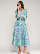 Load image into Gallery viewer, Green and Blue Tropical Print Dress - Vilagallo
