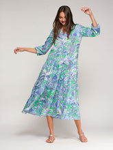 Load image into Gallery viewer, Green and Blue Tropical Print Dress - Vilagallo
