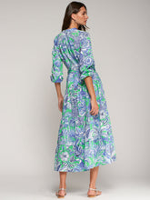 Load image into Gallery viewer, Green and Blue Tropical Print Dress - Vilagallo
