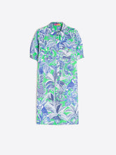 Load image into Gallery viewer, Short Shirt Dress with Blue and Green Tropical Print - Vilagallo
