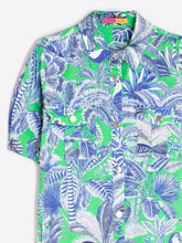 Load image into Gallery viewer, Short Shirt Dress with Blue and Green Tropical Print - Vilagallo

