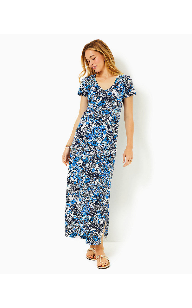 Etta Short Sleeve Maxi Dress - Low Tide Navy Pandarama