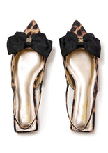 Load image into Gallery viewer, Brit Black Bow Slingback Shoe - Leopard
