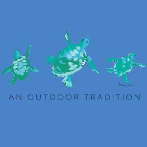 Pro Performance Long Sleeve Fishing T-shirt in Marina Blue Sea Turtles