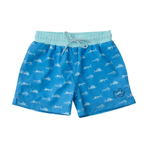 Boogie Board Swim Trunk - Fish Print on Marina Blue