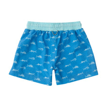 Load image into Gallery viewer, Boogie Board Swim Trunk - Fish Print on Marina Blue
