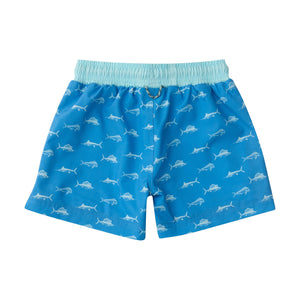 Boogie Board Swim Trunk - Fish Print on Marina Blue