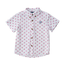 Load image into Gallery viewer, Short Sleeve Button Up - American Flag Print on White

