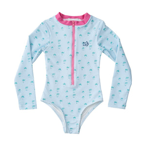 Surf and Turf One Piece Swimsuit - Palm Tree Stripe Print