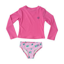 Load image into Gallery viewer, Reef Rashguard Set - Pink Gingham Turtle Print
