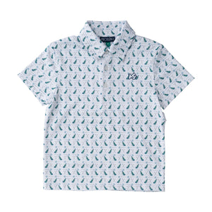 Short Sleeve Pro Performance Polo - Golf Print on White