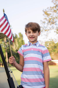Short Sleeve Pro Performance Polo - Americana Stripe