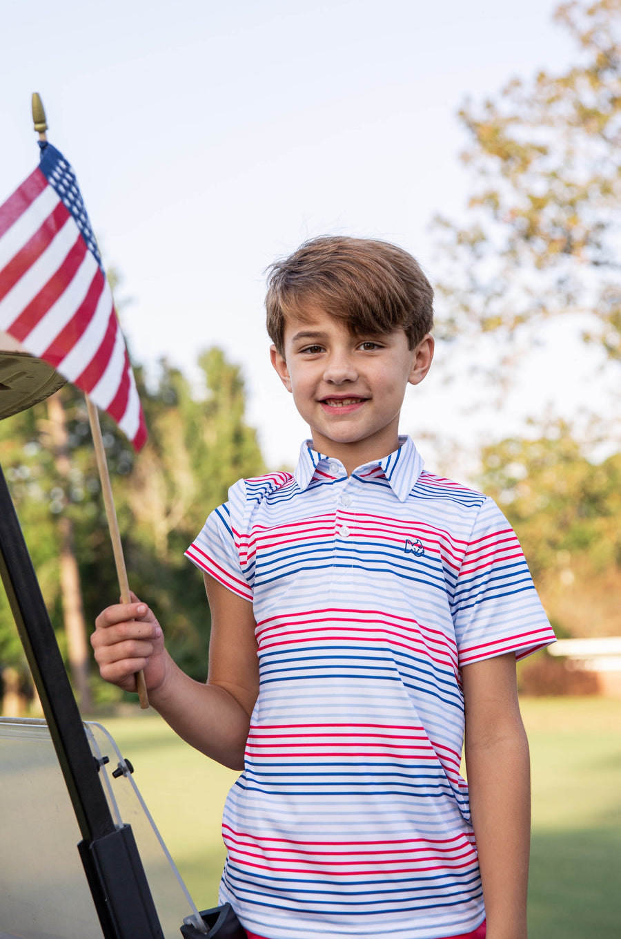 Short Sleeve Pro Performance Polo - Americana Stripe