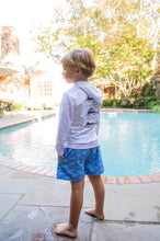 Load image into Gallery viewer, Boogie Board Swim Trunk - Fish Print on Marina Blue
