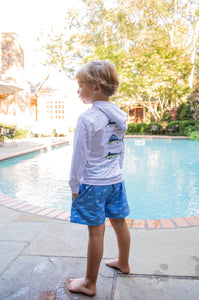 Boogie Board Swim Trunk - Fish Print on Marina Blue