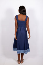 Load image into Gallery viewer, Navy/Placid Border Print Midi Dress
