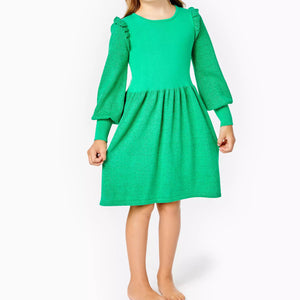 Caila Sweater Dress Botanical - Green Metallic