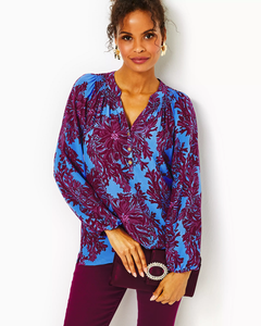 Elsa Silk Top - Abaco Blue Feel Like a Shellebrity