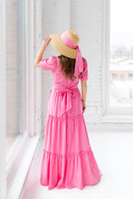 Load image into Gallery viewer, Ava V-Neck Puff Sleeve Maxi Dress - Hibiscus
