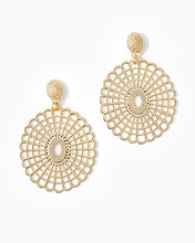 Load image into Gallery viewer, Lilly Lace Statement Earrings - Gold Metal
