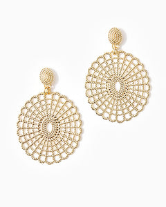 Lilly Lace Statement Earrings - Gold Metal