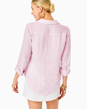 Load image into Gallery viewer, Sea View Linen Button Down Top - Urchin Pink X Resort White
