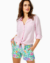 Load image into Gallery viewer, Sea View Linen Button Down Top - Urchin Pink X Resort White
