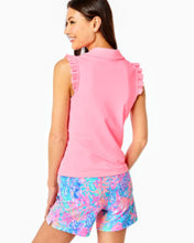 Load image into Gallery viewer, UPF 50+ Luxletic Frida Sleeveless Ruffle Polo Top - Lillys Coral
