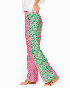 33" Bal Harbour Mid-Rise Palazzo Pant - Pink Shandy Oh Diamond Girl Engineered Pant