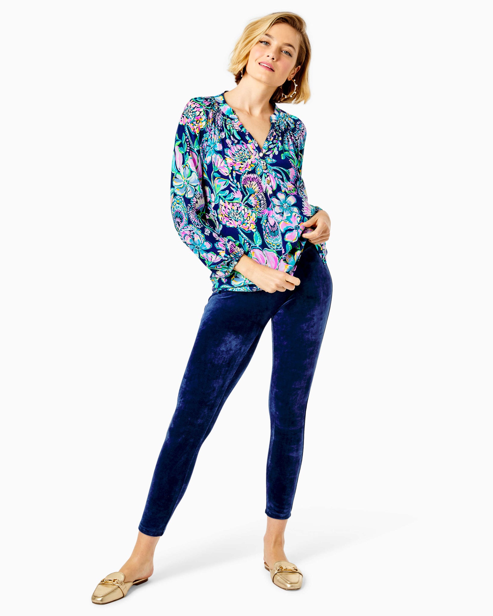 Myria Velour Legging - High Tide Navy – The Islands - A Lilly Pulitzer  Signature Store