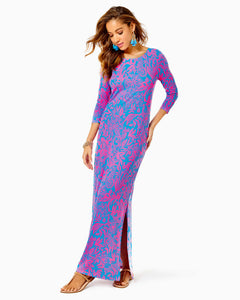 Morgann Maxi Dress - Aura Pink Leaf An Impression