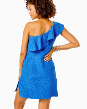 Load image into Gallery viewer, Kipton One-Shoulder Romper - Blue Tang Pineapple Pucker Jacquard
