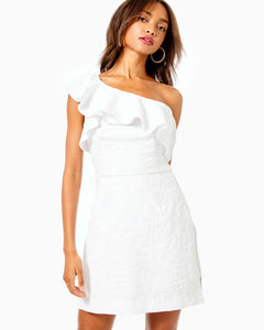 Kipton One Shoulder Dress - Resort White