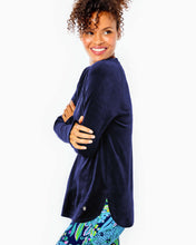 Load image into Gallery viewer, Blythe Velour Pullover - Low Tide Navy
