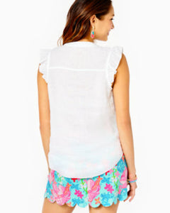 Briette Button Down Top - Resort White