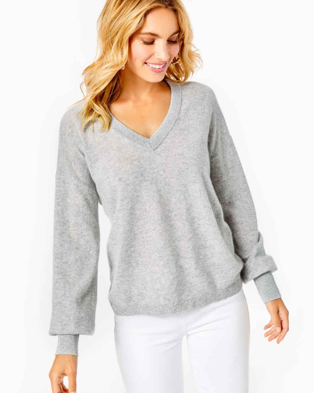 Jasmina Cashmere Sweater - Heathered Foggy Grey