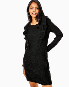 Ruth Sequin Sweater Dress - Black Metallic
